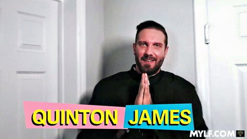 Quinton James handsome bearded stud in black shirt praying pose on MYLF.com