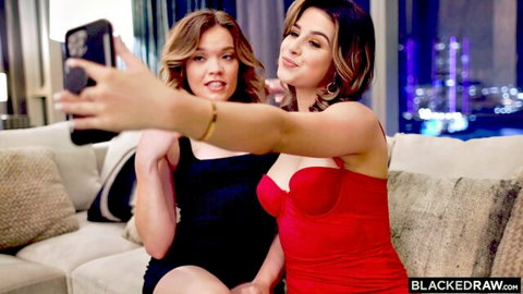 Katie Kush and Kylie Rocket sexy selfie in lingerie before threesome