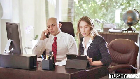 Riley Reyes submits in office to boss, taking it hard