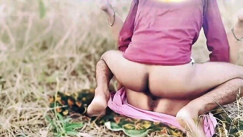 Indian babe squats outdoors in jungle pulling pink pants down exposing spread hairy ass and puckered anus
