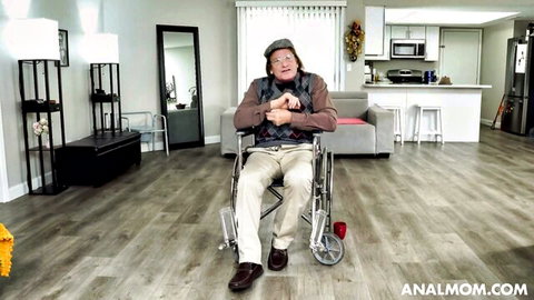 Elderly man in wheelchair, Rebel Rhyder's sex assistant roleplay