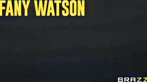 Fanny Watson Brazzers hardcore porn promo with yellow text on black background
