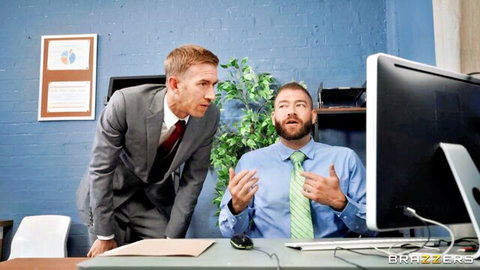 Catherine Knight Brazzers debut: suited men in office setup