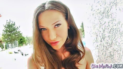 Subil Arch topless outdoor tease, tight pink pussy toy play