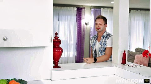 Sawyer Cassidy in plaid shirt, teasing glance for Mandy Waters scene