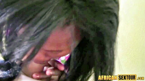 White dude deepthroating African teen's big cock on sex tour