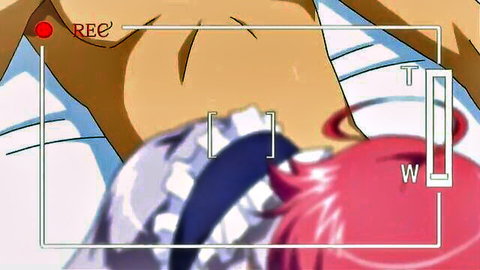 Busty hentai babe with pink hair and huge tits in tight white uniform during recording