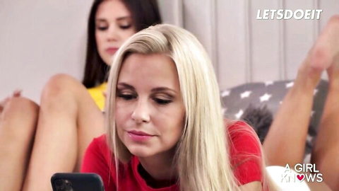 Little Caprice and Lola Myluv petite blondes lounging sensually