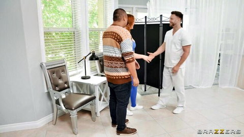 Brazzers threesome: massage turns double blowjob with natural tits