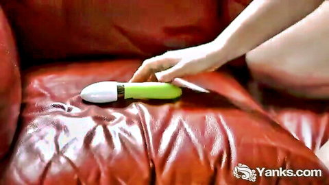 Ryder Sparks solo masturbation with white vibrator on couch