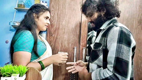 Vaishnavy and Sharun Raj Mallu couple first night romance in saree