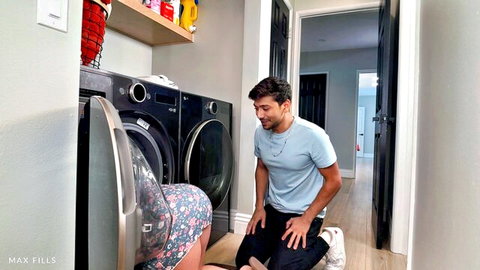 Max Fills rescues stuck stepmom Andie Anderson from washer, big ass exposed