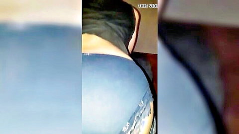 Turkish amateur woman exposing curvy ass in black top and blue lingerie