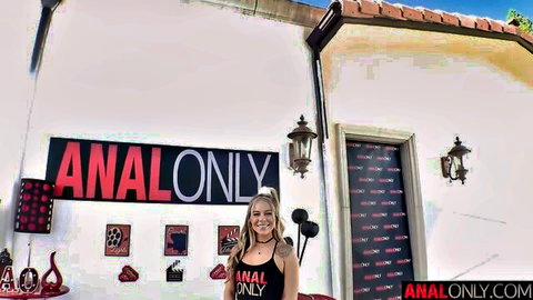 Summer Vixen teases anal craving in Anal Only tank top, blonde beauty smiling