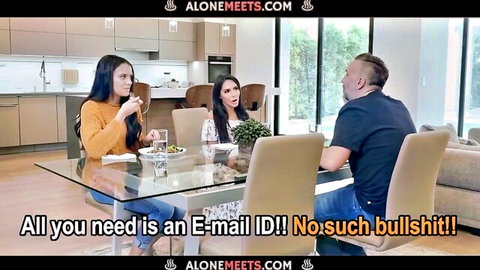 Lela Star in casual dinner scene with friend and man, teasing boyfriend sharing vibe