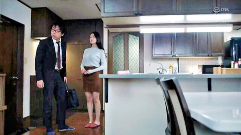 Mary Tachibana meets suited man in kitchen, short skirt and sweater
