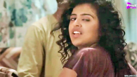 Curvy Indian aunty with big boobs in intimate couple scene