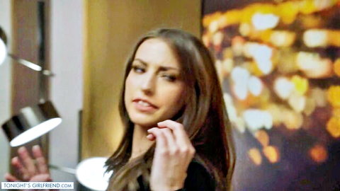 Spencer Bradley seductive gaze in black top, Tonight's Girlfriend pose