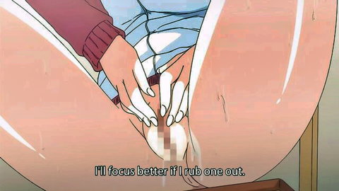 Censored anime girl masturbating in sweater and jeans, hentai from Ikkyuu Nyuukon 02