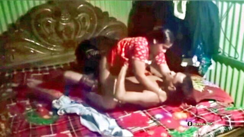 Skinny Bangladeshi brunette MILF fucked prone bone style on bed by dark-skinned lover