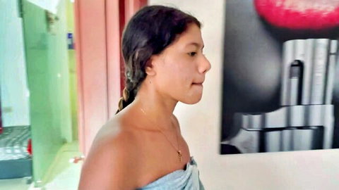 Sofiayriky in steamy bath towel, seductive profile tease