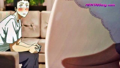 Blushing anime stepsis teases bro while he games in uncensored hentai parody