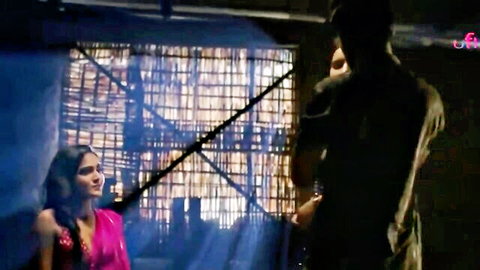 Saritabhabhi in black shiny dress gripped intimately from behind