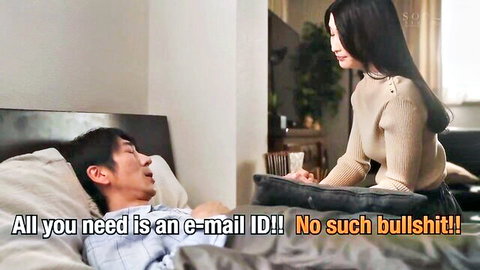 Suzu Honjo leaning over man in bed, JAV widow seduces father-in-law scene