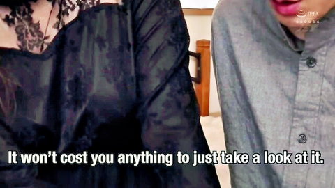 Mary Tachibana in black lace tempting young man, hot housewife seduction