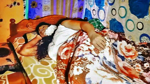 Indian MILF with huge tits and ass lying in bed, stepdad fantasy