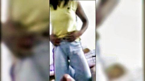 Sexy Nepali girl in yellow tank top teasing with jeans, amateur style