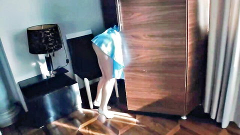 Diana Rider, 18yo beauty bending over in blue skirt, exposing ass