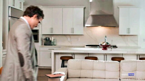 Lauren Phillips tempts man in kitchen, can't take eyes off her