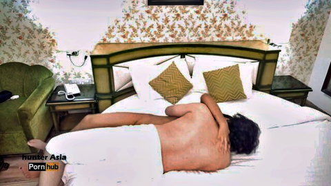 Hunter Asia lying nude on bed in amateur hotel scene