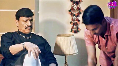 Desi older man and young guy in Hindi hot web series intimate scene