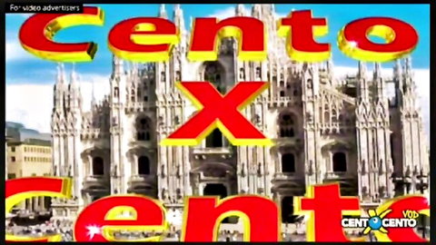 Centovideo Italian porn studio title screen over Milan Duomo cathedral background