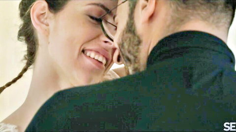 SexArt She Only: Intimate brunette in glasses embraces bearded man passionately
