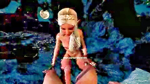 Blonde hentai elf with big tits in tentacle bondage scene