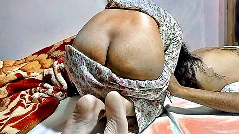 Desifilmy45 Punjabi desi woman in floral dress, bent over exposing big ass for chudai