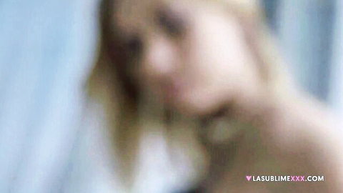 Glamorous blonde Violette Pure in seductive close-up tease