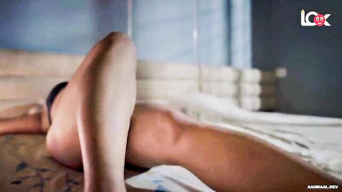 Naughty Indian MILF teasing solo, exposing curvy ass and pussy in lingerie