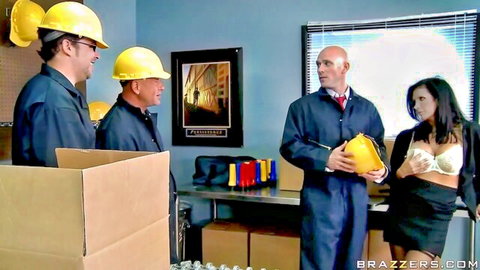 Shay Sights in lingerie seduces three construction workers - Brazzers