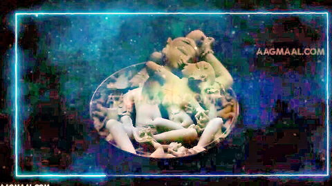 Entangled nude South Asian women statues with big tits and asses in cosmic bowl orgy