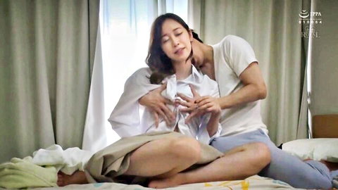 Shy Japanese MILF embraced intimately by stepson in JAV scene