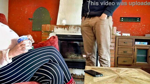 Pregnant stepmom sits with stepson standing nearby in taboo scene