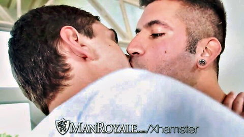 Caleb Troy and Kevin Summers passionately kissing in steamy massage scene