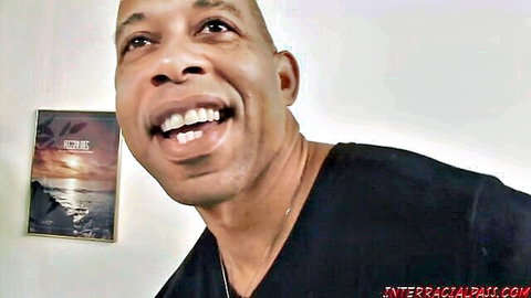 Shane Diesel grinning excitedly in Sara Jay Vs Shane Diesel & Boz adult scene preview