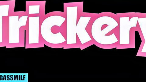 Pink bubbly 'Trickrickery' text logo on black background with Gasulf watermark