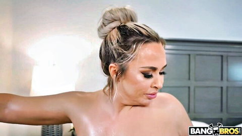 Callie Brooks topless blonde bombshell teasing in BangBros neighbor shower scene