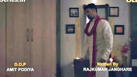 Indian man in traditional sherwani posing in bedroom, ULLU Chehraa scene with Yorgelis Carrillo